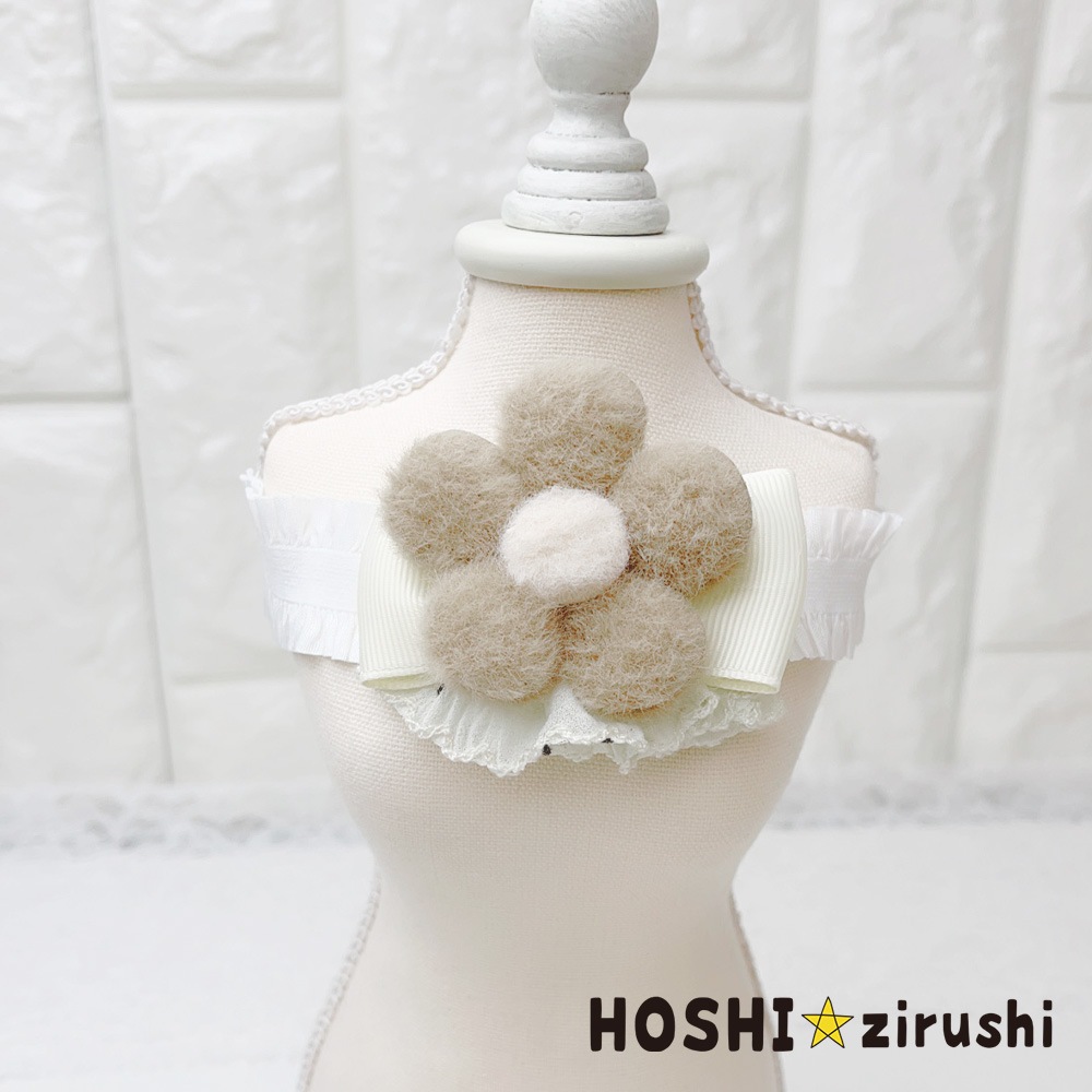 ふわふわブラウンフラワーチョーカー【20個入り】 Pet choker Dog collar Pet ribbon Pet accessories