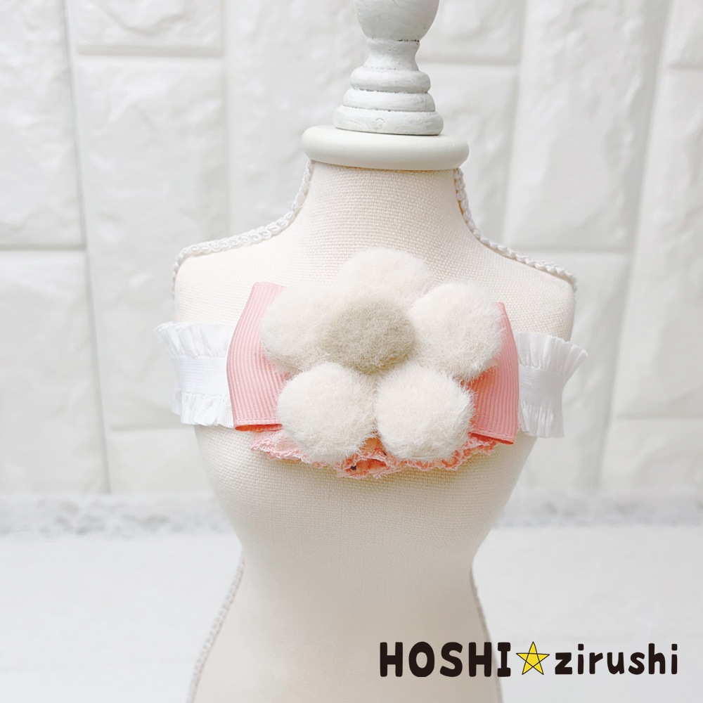ふわふわブラウンフラワーチョーカー【20個入り】 Pet choker Dog collar Pet ribbon Pet accessories