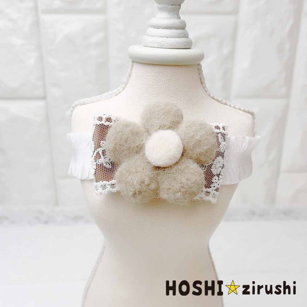 ふわふわブラウンフラワーチョーカー【20個入り】 Pet choker Dog