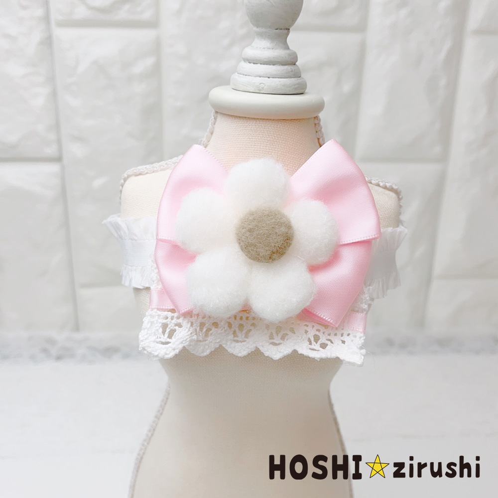 ふわふわブラウンフラワーチョーカー【20個入り】 Pet choker Dog