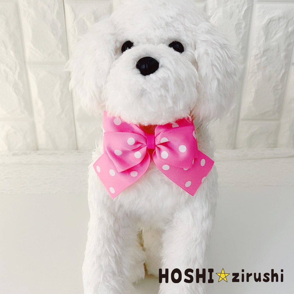 ドット柄大きなリボンのチョーカー【20個入り】 Pet choker Dog collar