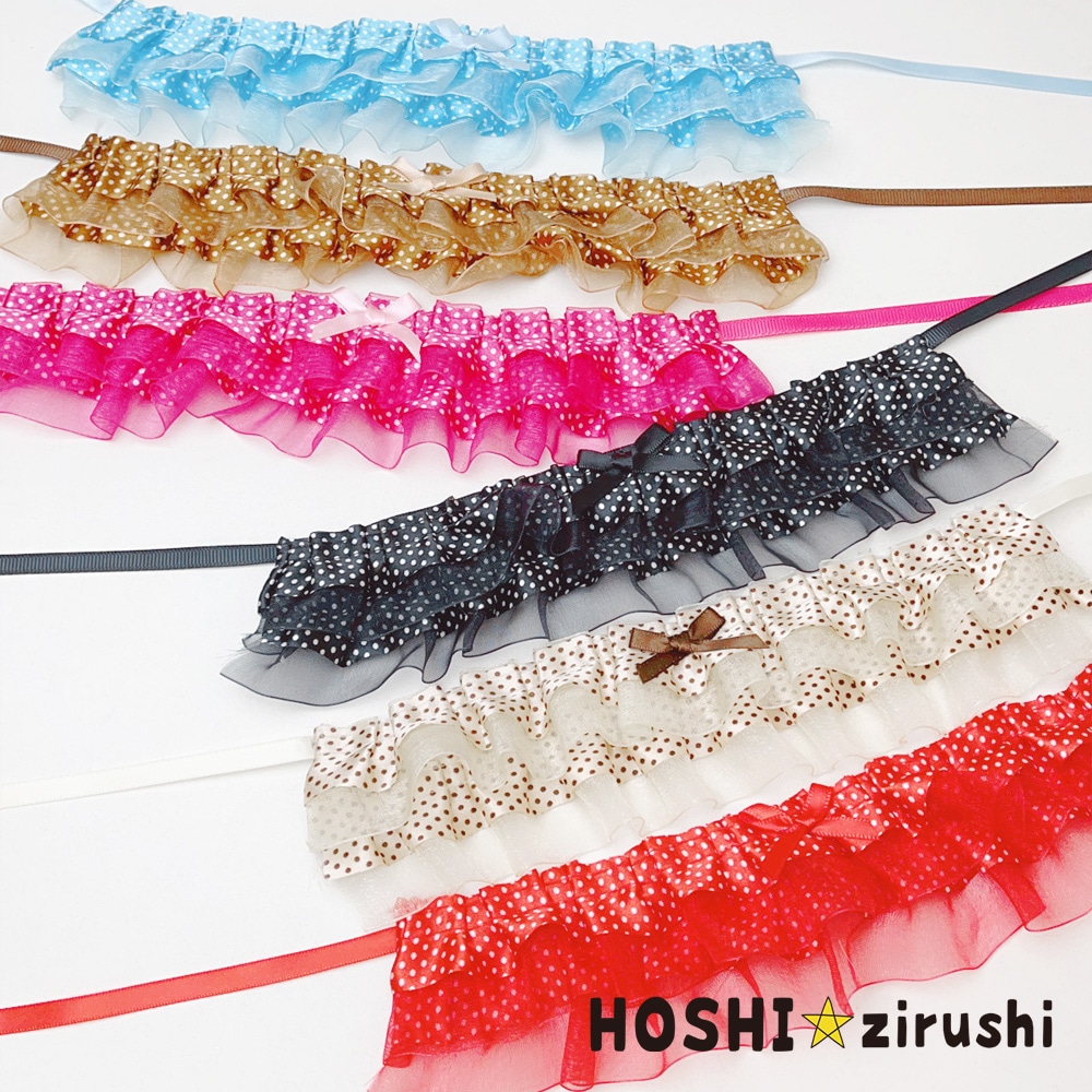 ドットレイヤーフリル韓国風チョーカー【20個入り】 Pet choker Dog collar Pet ribbon Pet accessories