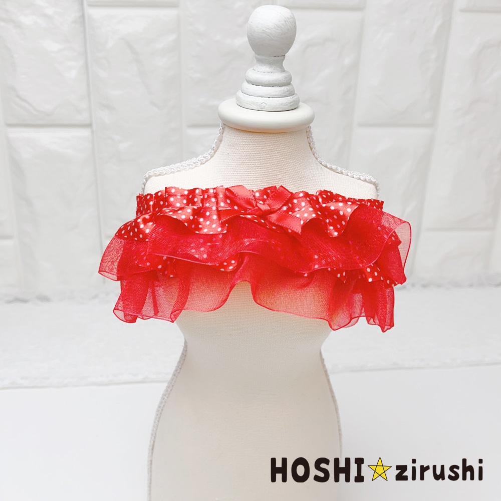 ドットレイヤーフリル韓国風チョーカー【20個入り】 Pet choker Dog collar Pet ribbon Pet accessories