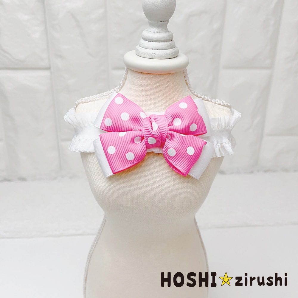 キャンディドットリボンチョーカー【20個入り】 Pet choker Dog collar Pet ribbon Pet accessories