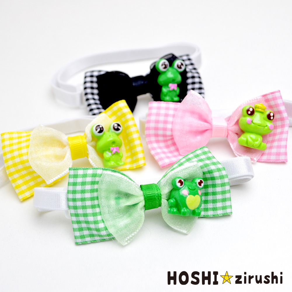 チェックリボンのかえるチョーカー【20個入り】 Pet choker Dog collar Pet ribbon Pet accessories