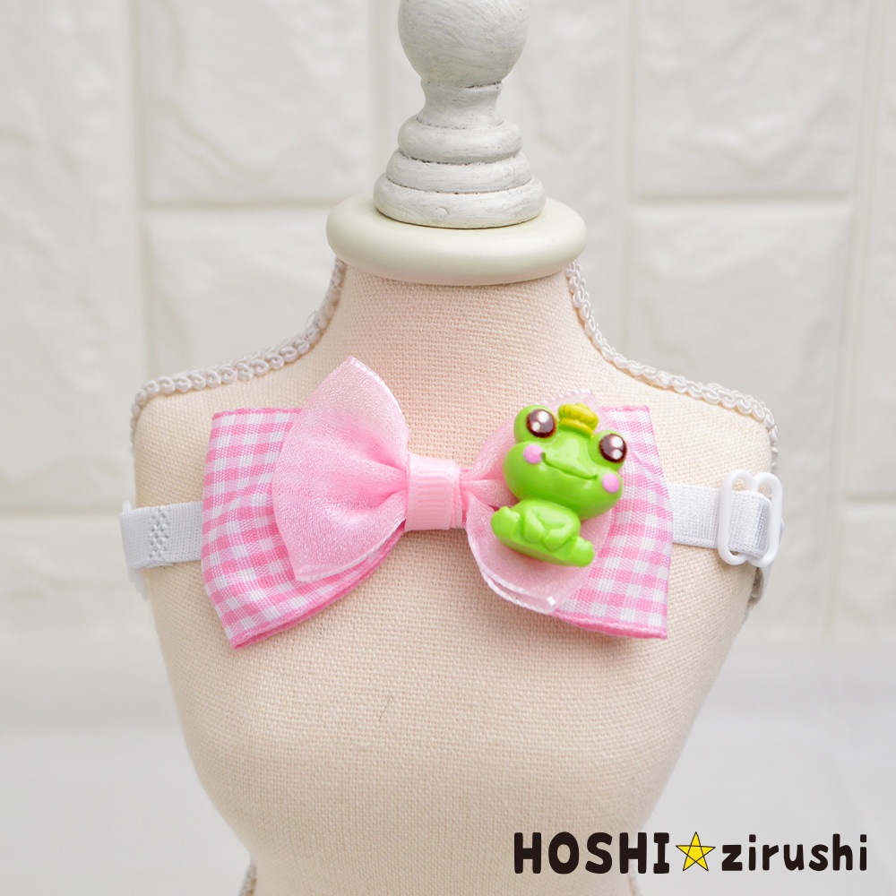 チェックリボンのかえるチョーカー【20個入り】 Pet choker Dog collar Pet ribbon Pet accessories