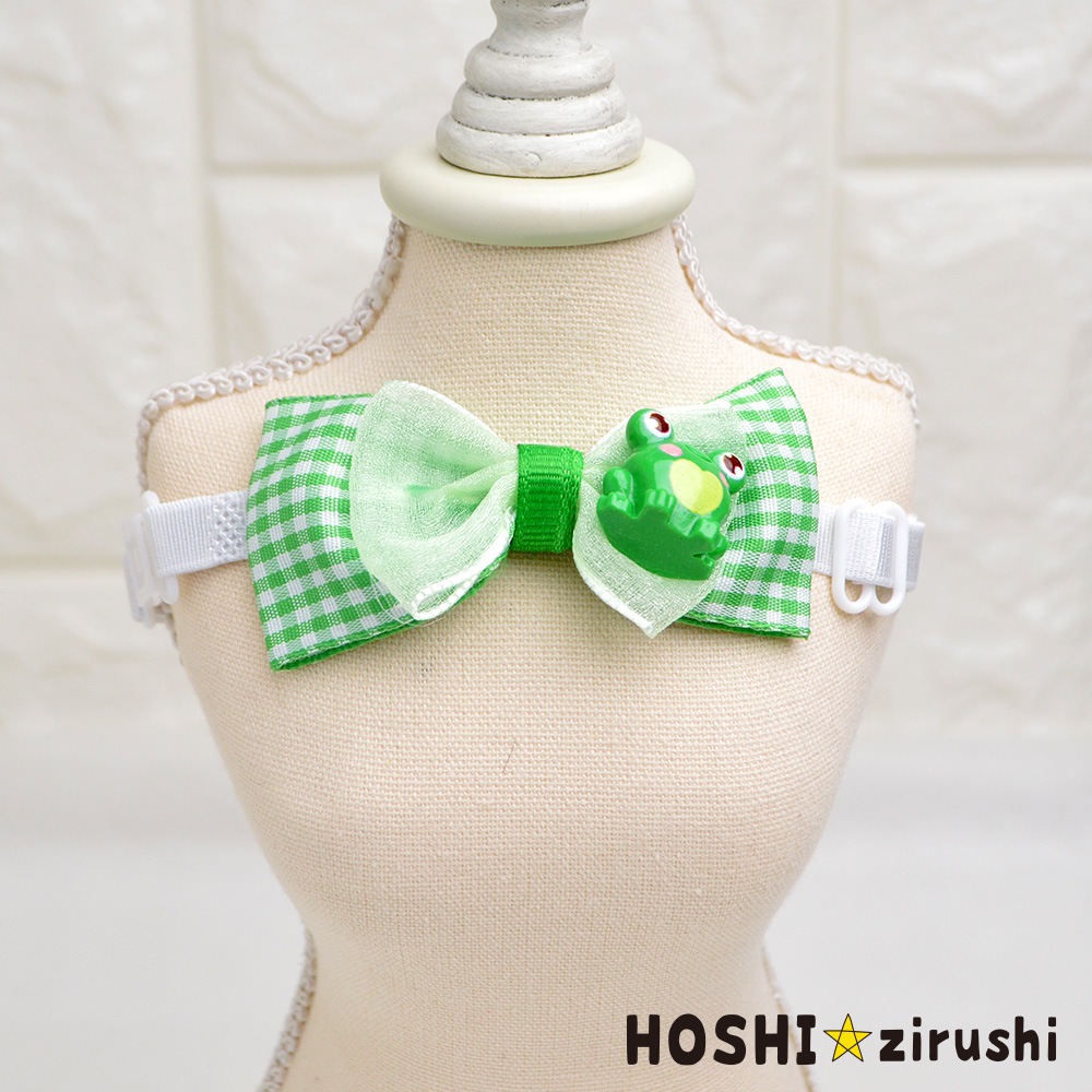 チェックリボンのかえるチョーカー【20個入り】 Pet choker Dog collar Pet ribbon Pet accessories