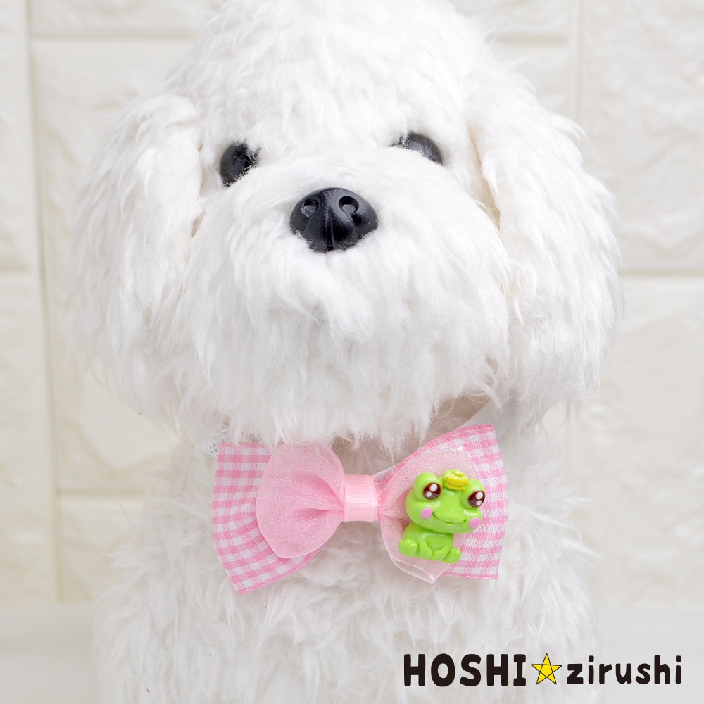 チェックリボンのかえるチョーカー【20個入り】 Pet choker Dog collar Pet ribbon Pet accessories