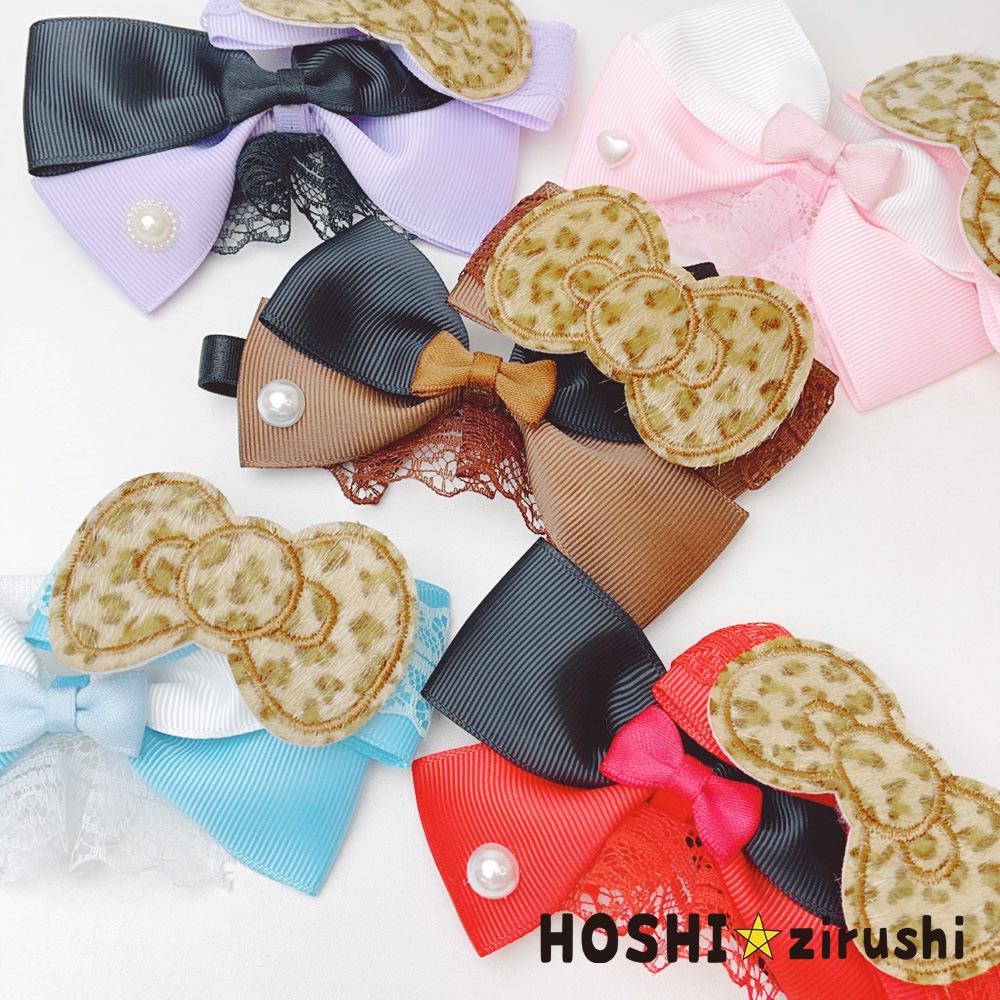 おめかしレオパードリボンチョーカー【20個入り】 Pet choker Dog collar Pet ribbon Pet accessories