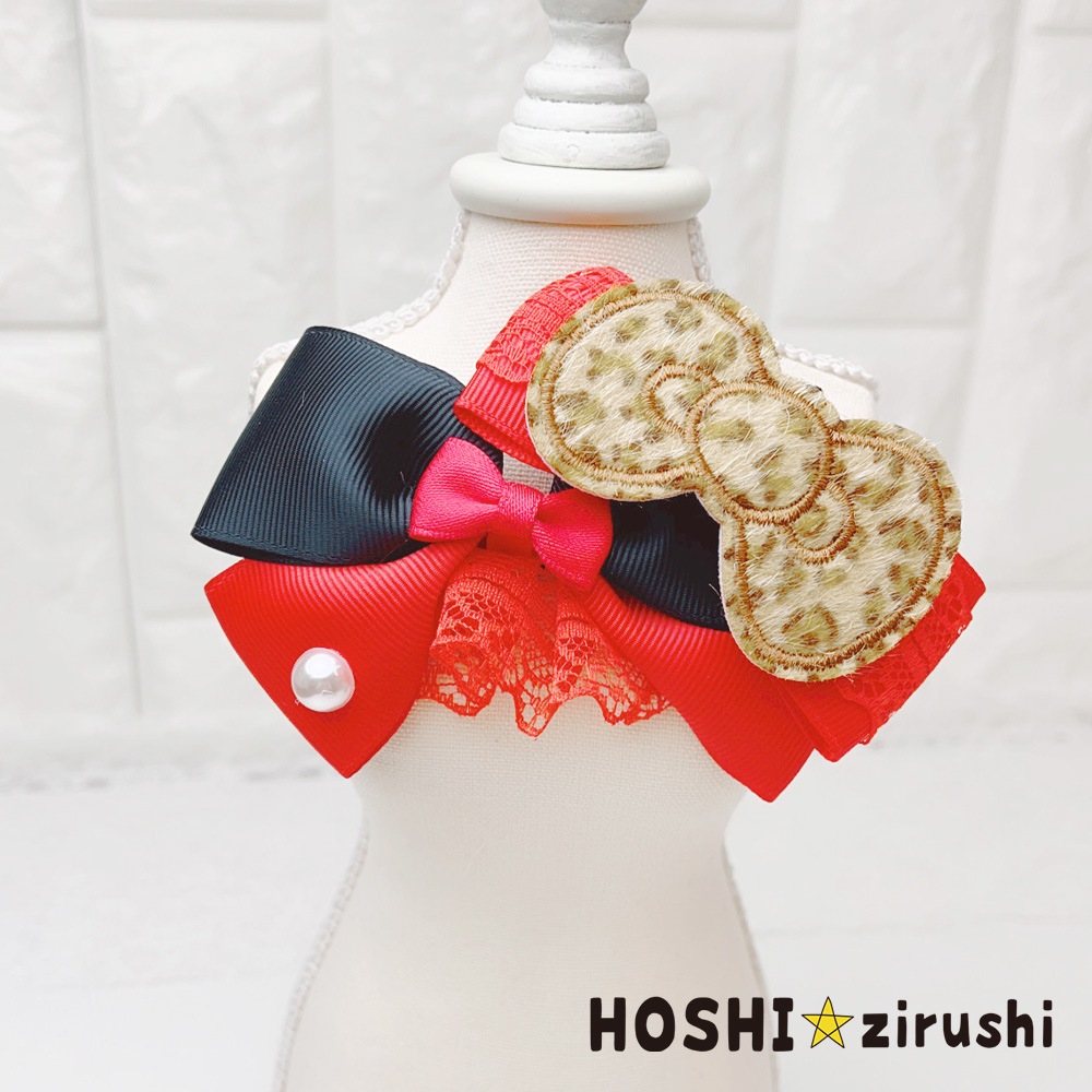 おめかしレオパードリボンチョーカー【20個入り】 Pet choker Dog collar Pet ribbon Pet accessories