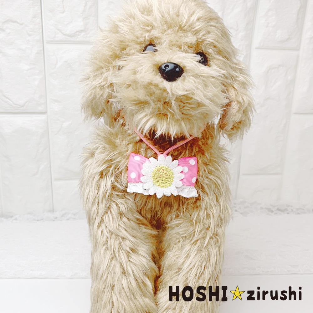 カラフルドットリボンにお花ペンダント【20個入り】