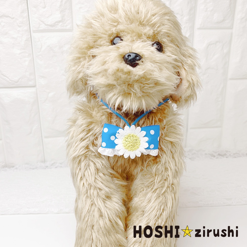 カラフルドットリボンにお花ペンダント【20個入り】