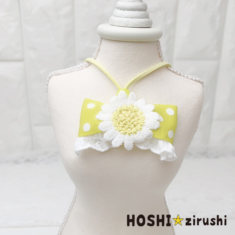 カラフルドットリボンにお花ペンダント【20個入り】