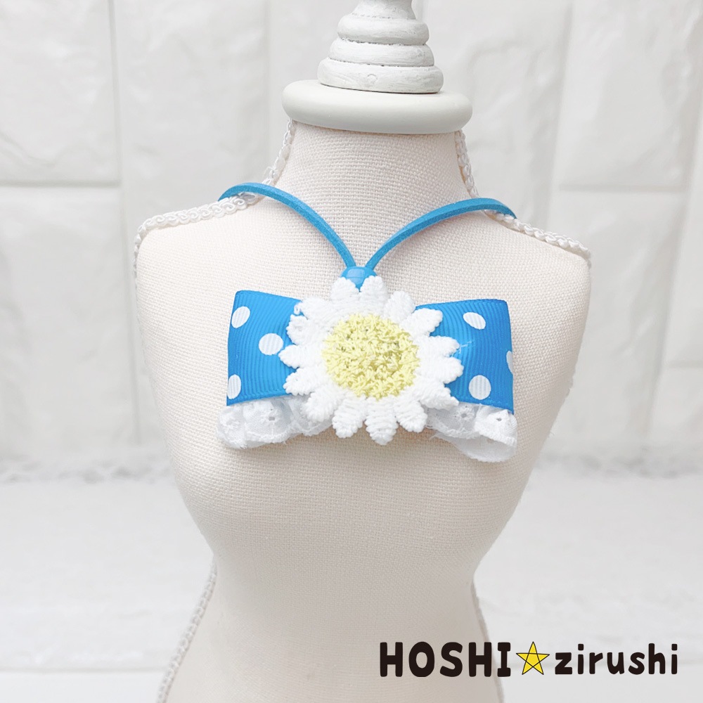 カラフルドットリボンにお花ペンダント【20個入り】