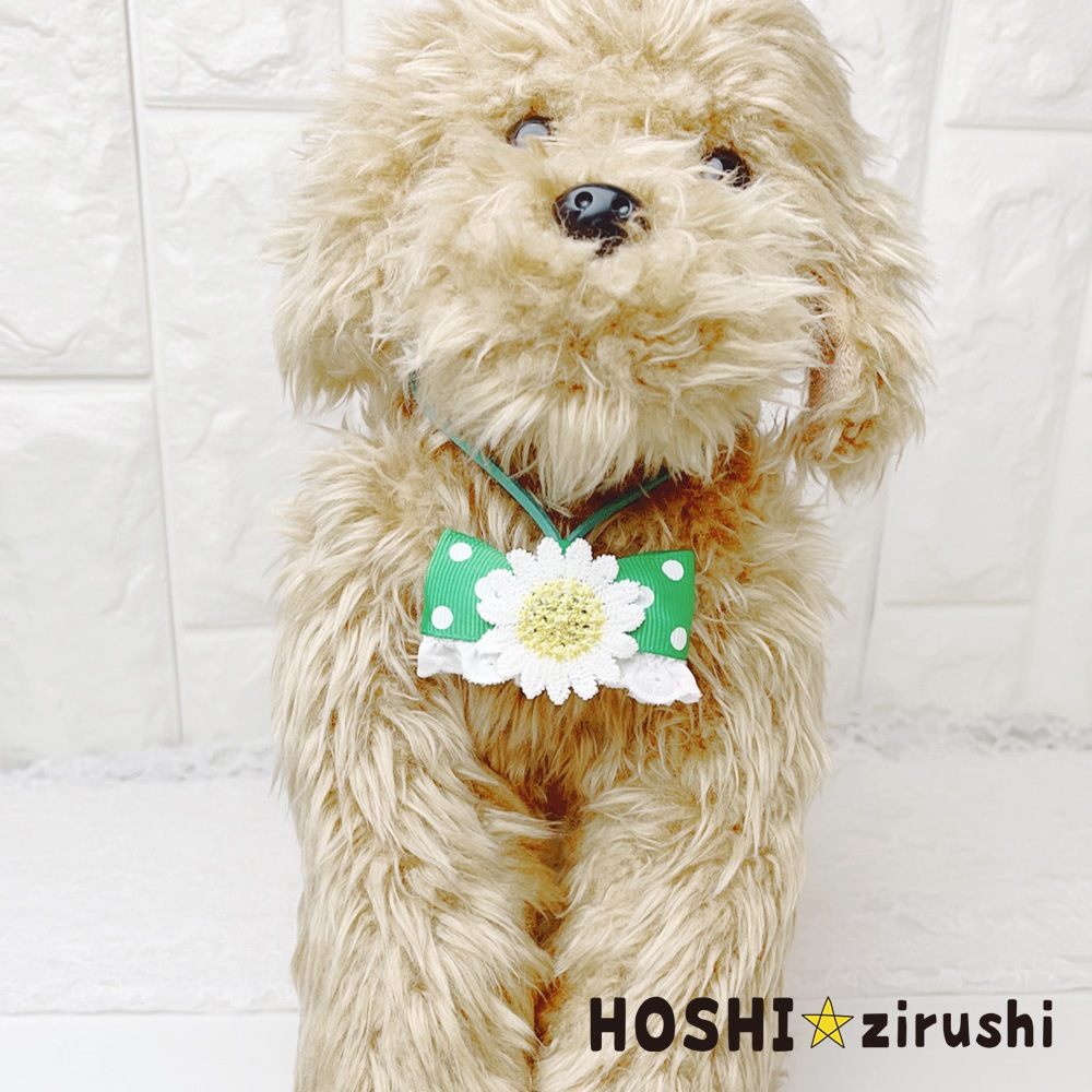 カラフルドットリボンにお花ペンダント【20個入り】