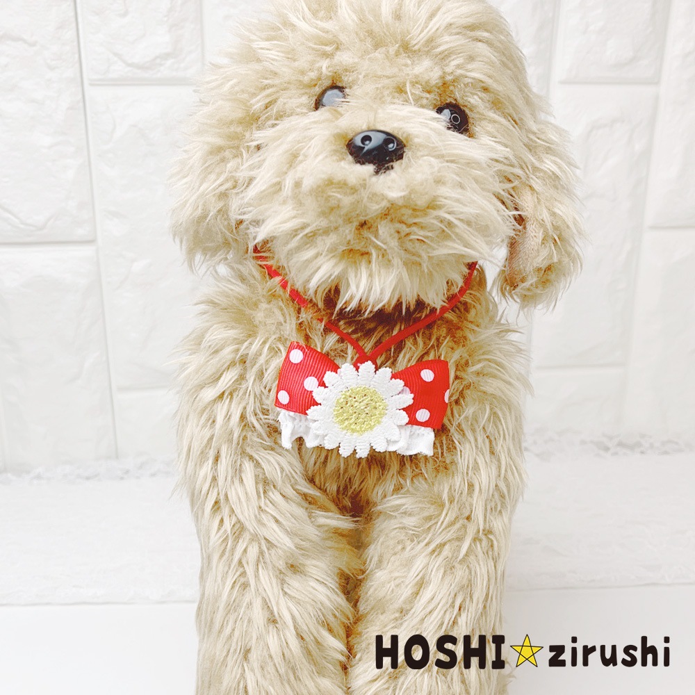 カラフルドットリボンにお花ペンダント【20個入り】