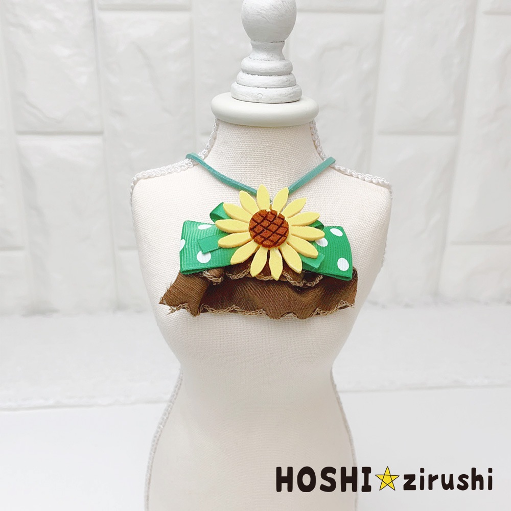 ドットリボンのひまわりペンダント【20個入り】 Pet choker Dog collar