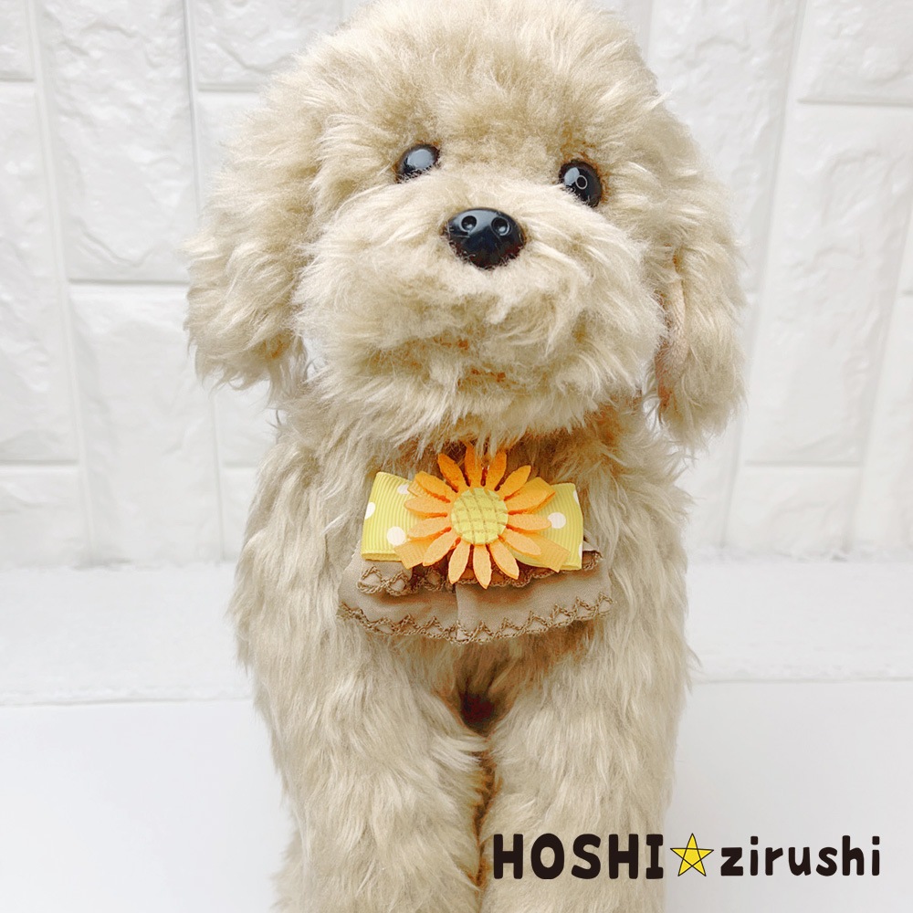 ドットリボンのひまわりペンダント【20個入り】 Pet choker Dog collar Pet ribbon Pet accessories pendant