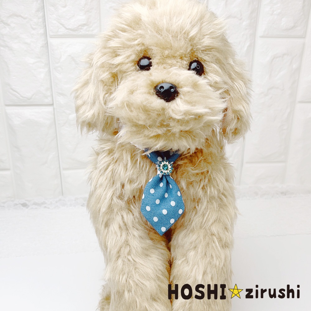 ビジュー付デニムのドット柄ネクタイチョーカー【20個入り】 Pet choker Dog collar Pet ribbon Pet accessories