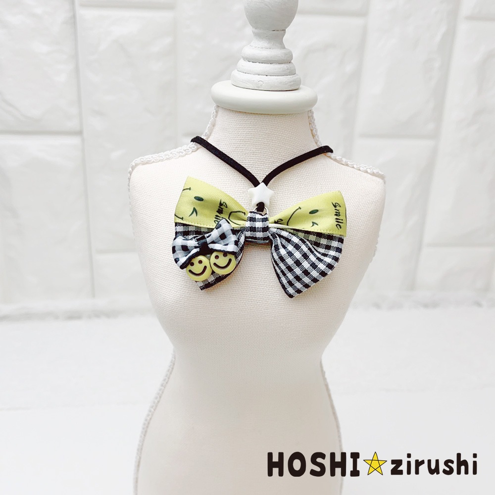 にこちゃんリボンのスマイルペンダント【20個入り】 Pet choker Dog collar Pet ribbon Pet accessories pendant
