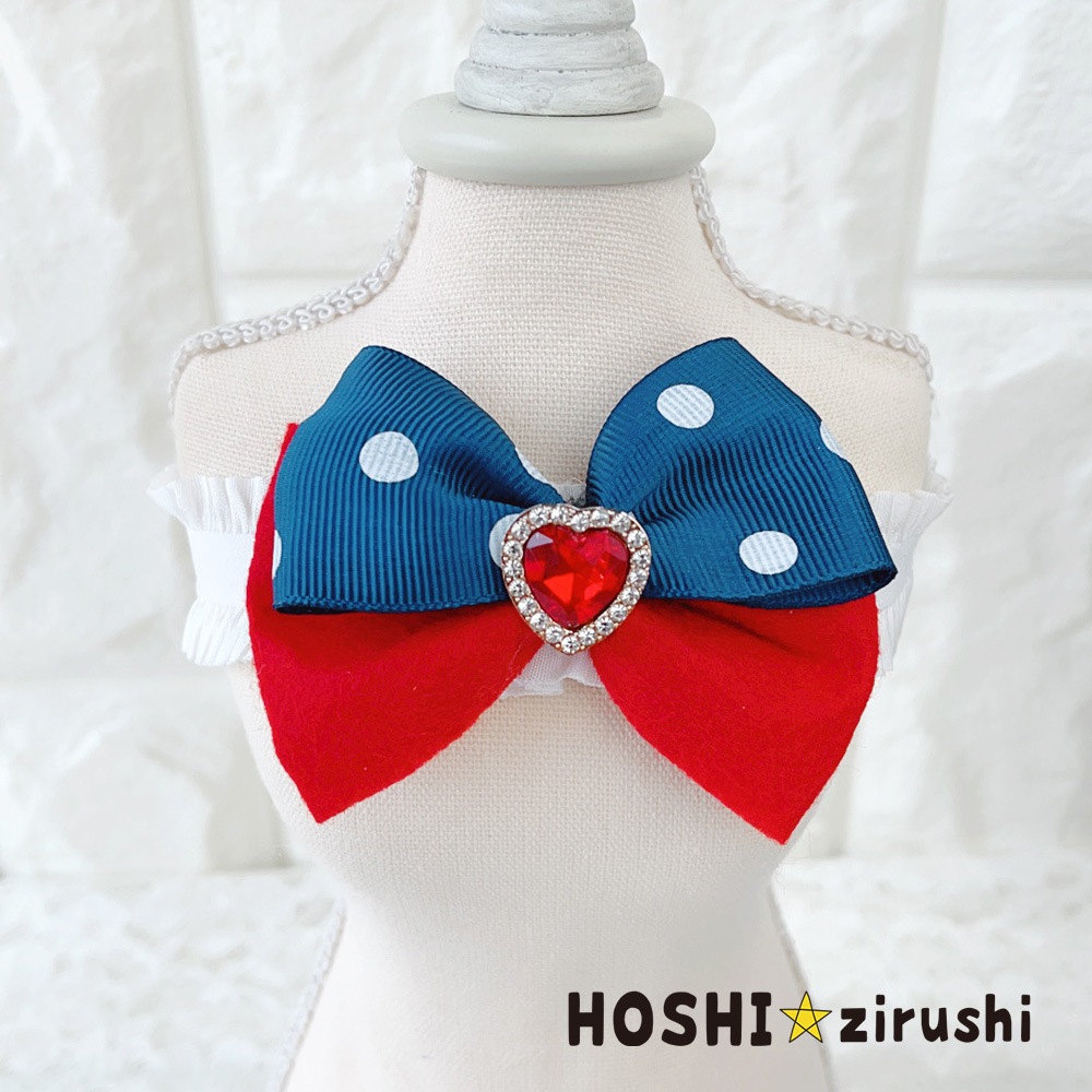 キラキラハートのドットリボンチョーカーA【20個入り】 Pet choker Dog
