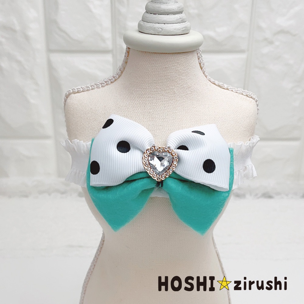キラキラハートのドットリボンチョーカーA【20個入り】 Pet choker Dog