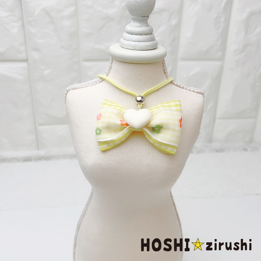 ギンガムチェックのポップペンダント【20個入り】 Pet choker Dog collar Pet ribbon Pet accessories pendant