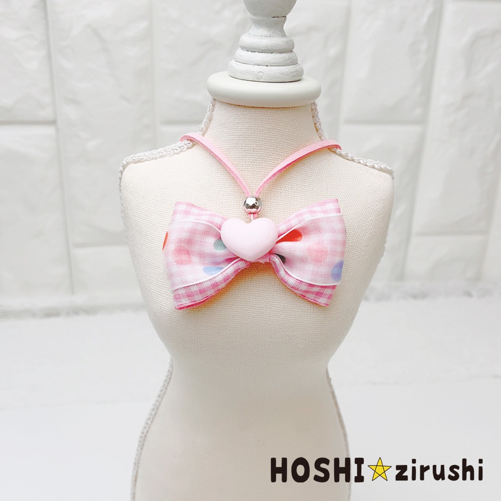 ギンガムチェックのポップペンダント【20個入り】 Pet choker Dog collar Pet ribbon Pet accessories pendant