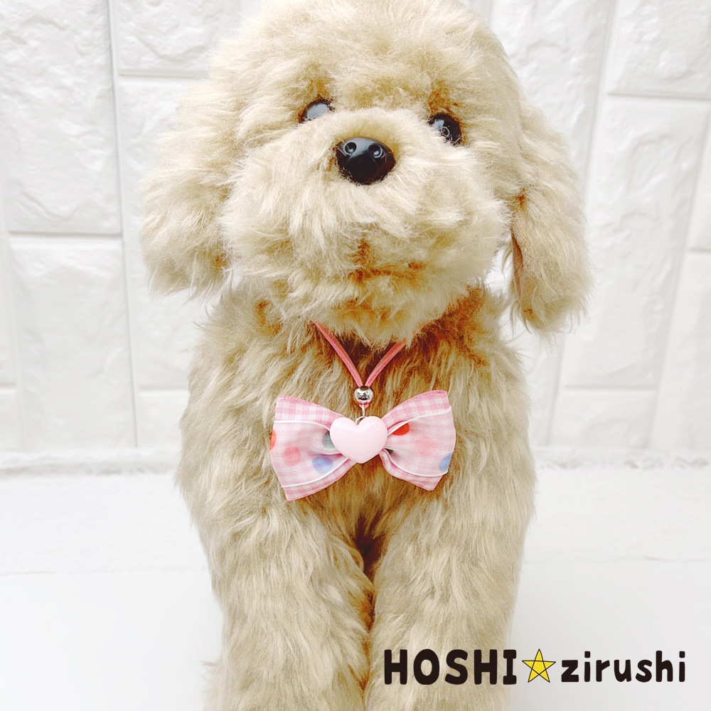 ギンガムチェックのポップペンダント【20個入り】 Pet choker Dog collar Pet ribbon Pet accessories pendant