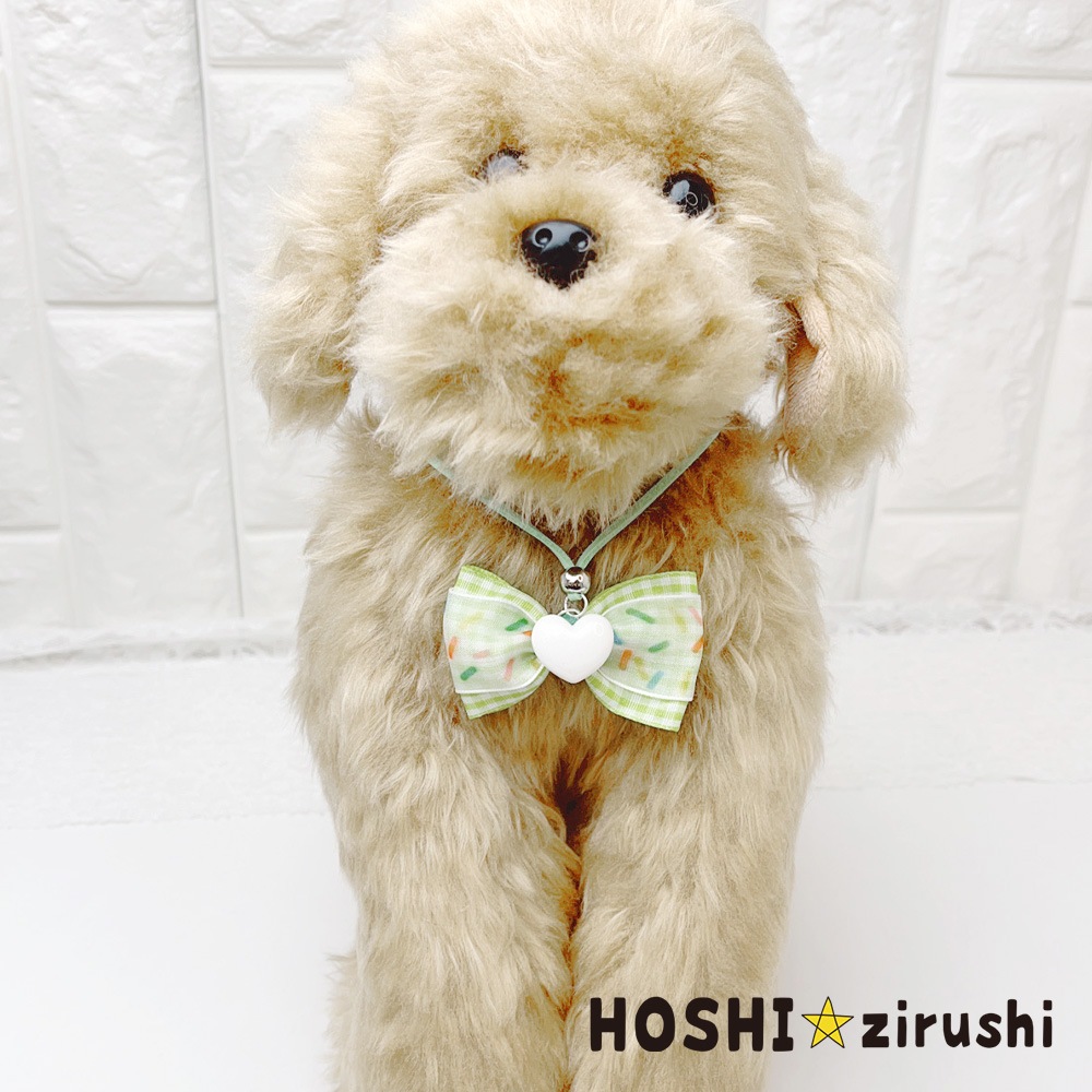 ギンガムチェックのポップペンダント【20個入り】 Pet choker Dog collar Pet ribbon Pet accessories pendant