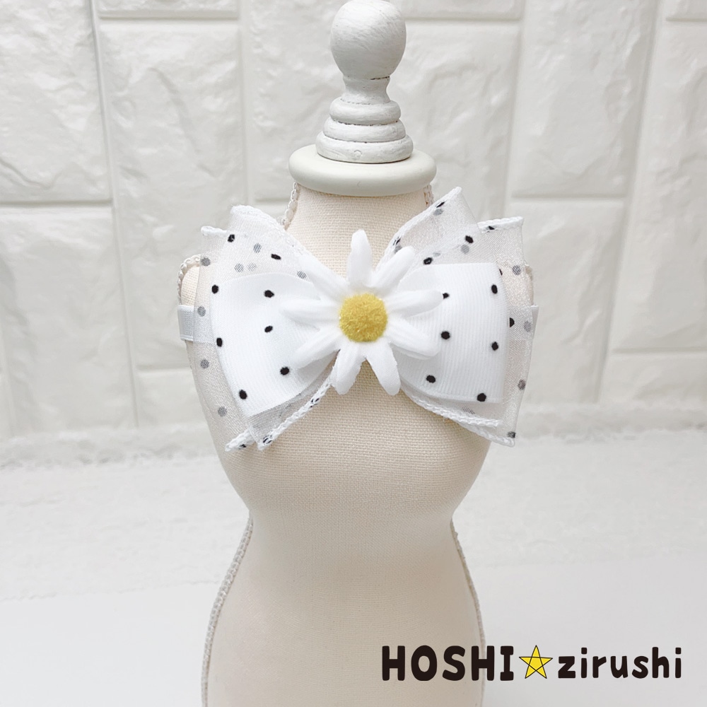 ドット柄リボンのマーガレットチョーカー【20個入り】 Pet choker Dog collar Pet ribbon Pet accessories