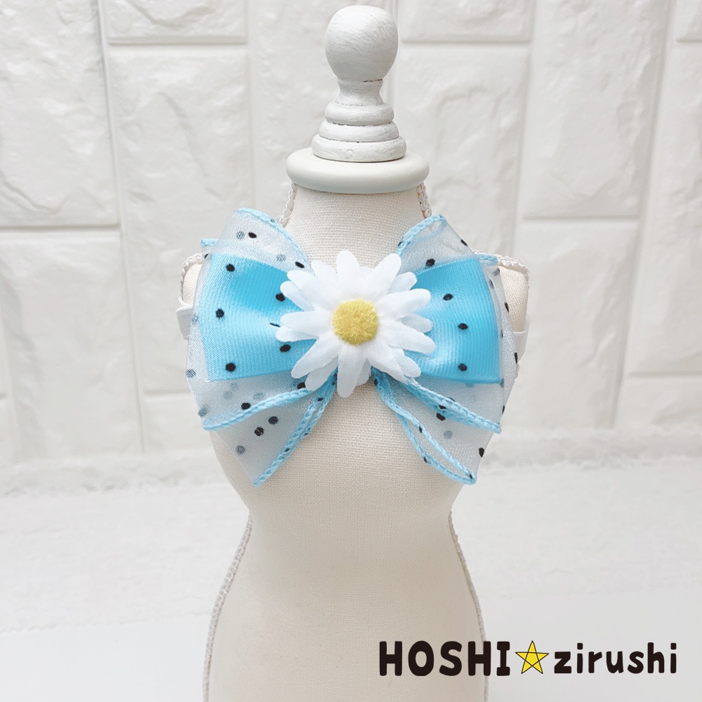 ドット柄リボンのマーガレットチョーカー【20個入り】 Pet choker Dog collar Pet ribbon Pet accessories