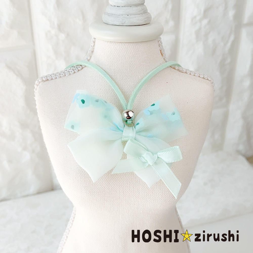 ちょこっと花柄リボンペンダント【20個入り】 Pet choker Dog collar Pet ribbon Pet accessories pendant