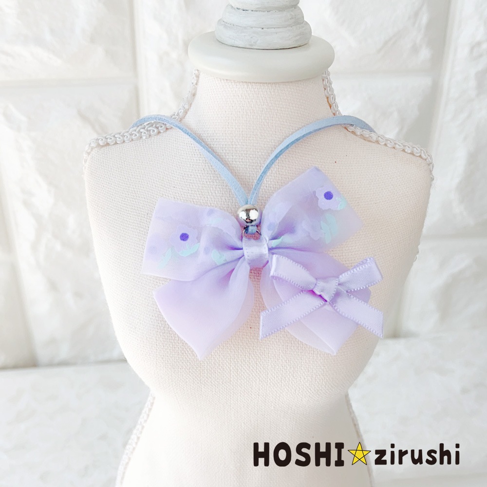 ちょこっと花柄リボンペンダント【20個入り】 Pet choker Dog collar Pet ribbon Pet accessories pendant