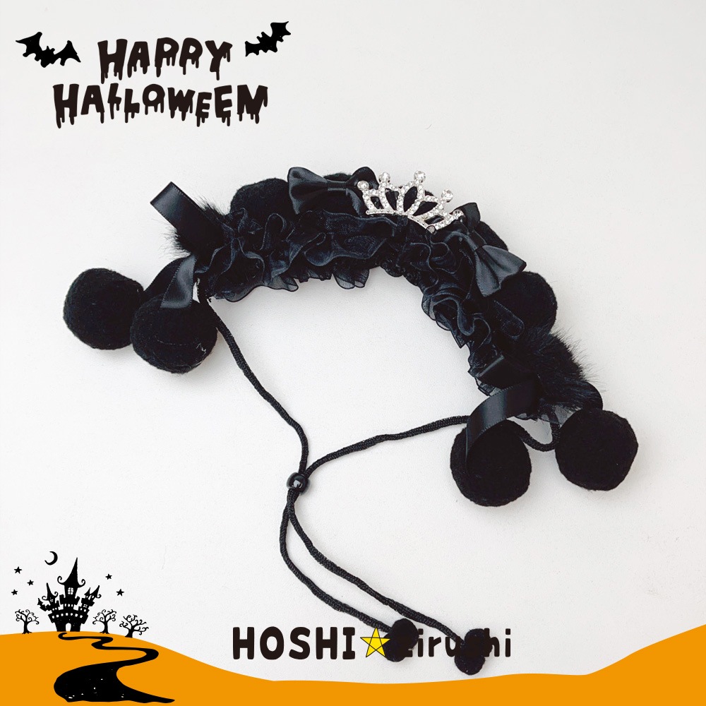 ブラックリボンのプリンセスヘアバンド【2個入り】　 Pet choker Dog collar Pet ribbon Pet accessories
