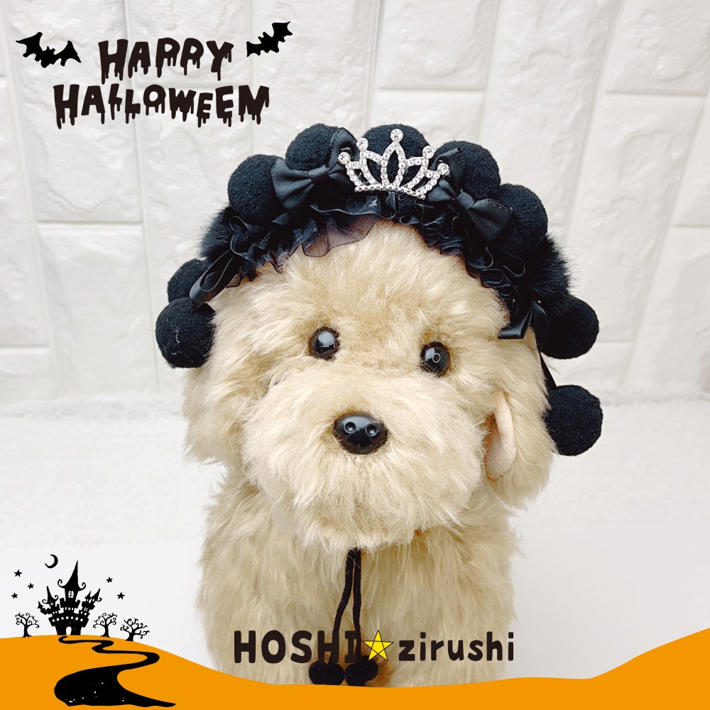 ブラックリボンのプリンセスヘアバンド【2個入り】　 Pet choker Dog collar Pet ribbon Pet accessories