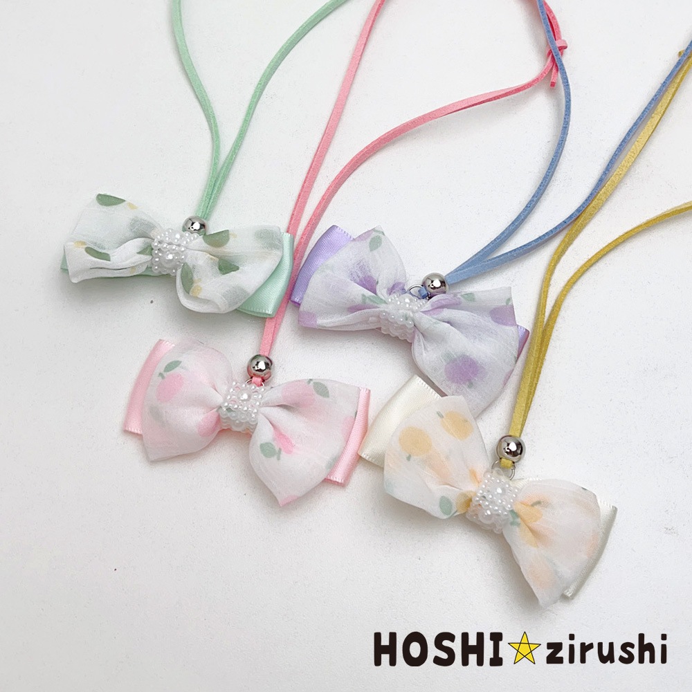 りんご柄リボンのペンダント【20個入り】 Pet choker Dog collar Pet