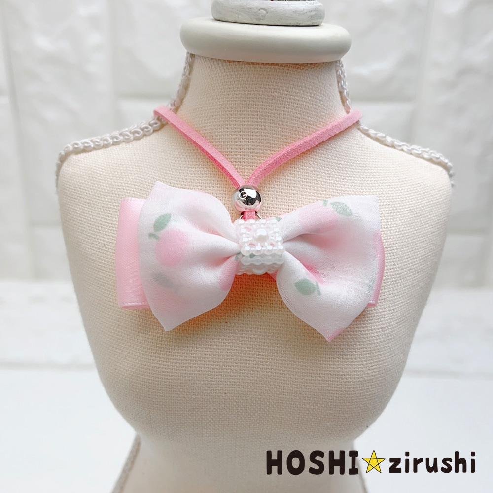 りんご柄リボンのペンダント【20個入り】 Pet choker Dog collar Pet