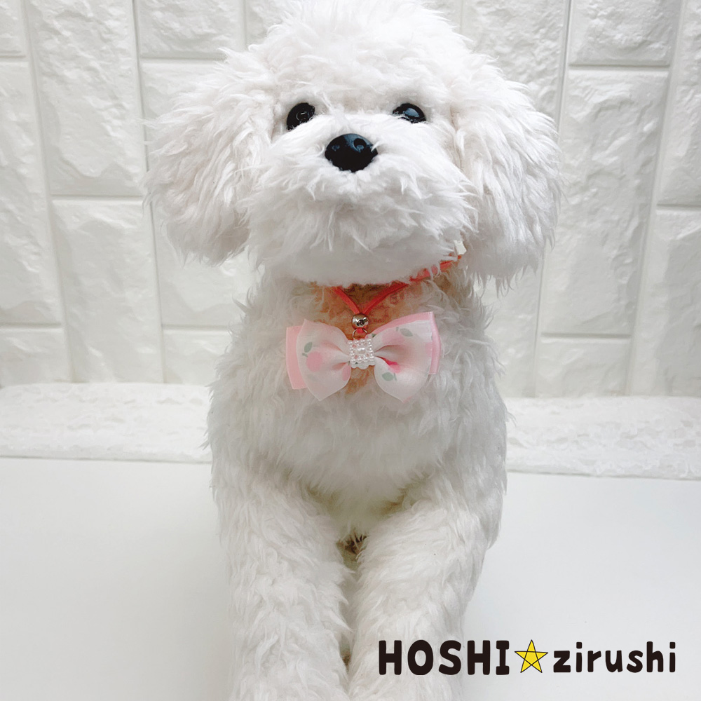 りんご柄リボンのペンダント【20個入り】 Pet choker Dog collar Pet ribbon Pet accessories pendant