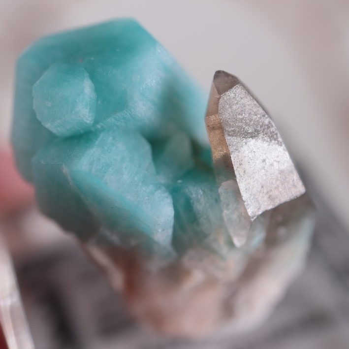 【レア】鉱物標本　アマゾナイト×煙水晶×クリーブランダイト コロラド州 アマゾナイト＆煙水晶 | 鉱物標本,サ行,スモーキー