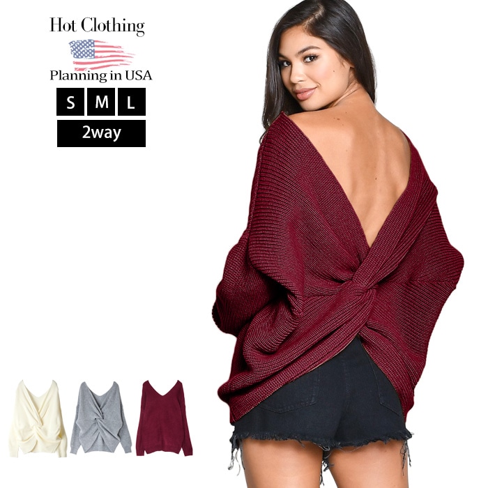 【SALE】再値下 2WAYツイストニットプルオーバー【LA直輸入★インポート】 -ls-blbl-tp020