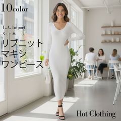 深Vネック長袖リブ オフショルダーワンピース【HERA COLLECTION】-ls-hc-op311|ワンピース|インポート