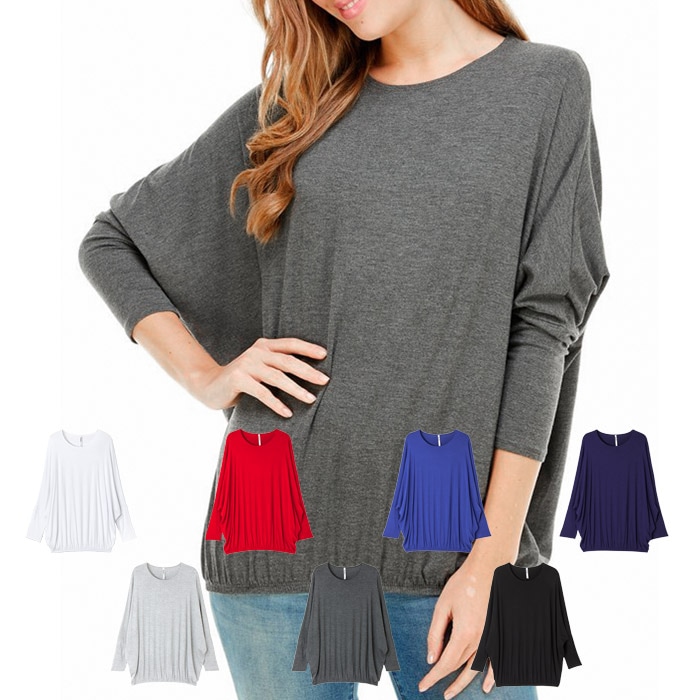 ドルマンスリーブ エラスティックヘム プルオーバー【LA直輸入★インポート】-la-az-tp034