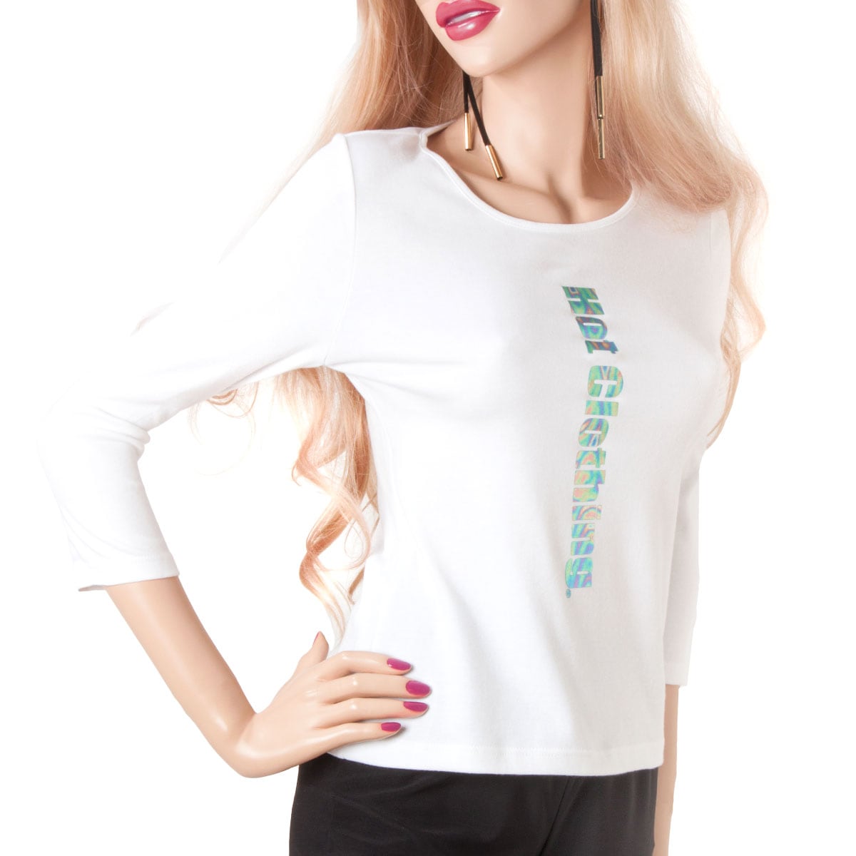 HotClothingオリジナル オーロラロゴマーク入り　ラウンドネックロングTシャツ -hot-tp8232