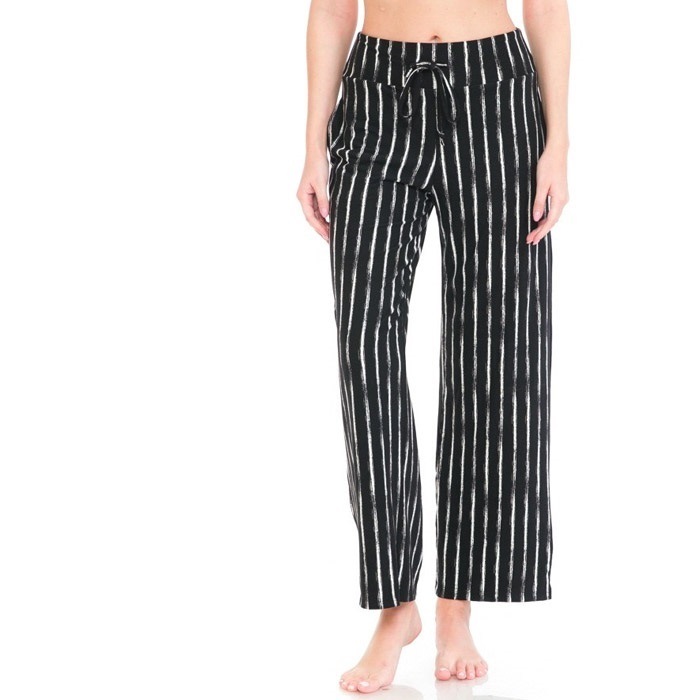 ストライプ柄 プリント ハイウエスト ワイドパンツ Leggings Depot レギンスデポ USA【LA直輸入★インポート】 -la-lvi-pt134