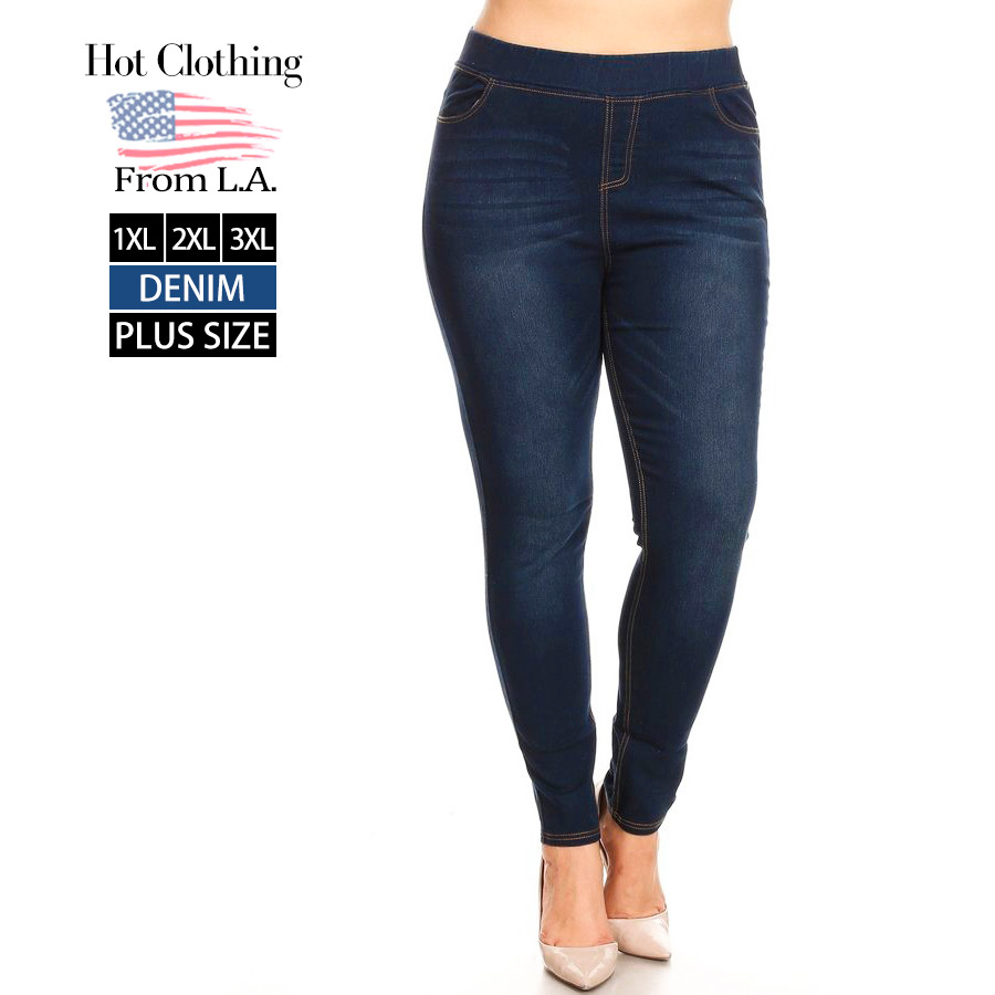 プラスサイズ Jvini ハイウエスト ストレッチ デニム スキニーパンツ【LA★インポート】 -la-c5-pt170