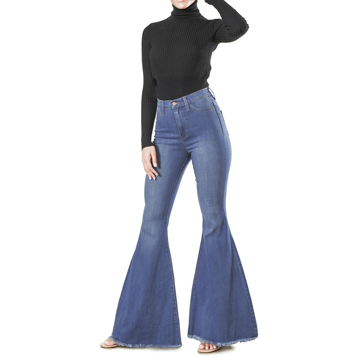 Vibrant M.I.U ハイウエスト ストレッチ カットオフデニム フレアパンツ ベルボトム STRETCH,High RISEWITH ZIPPER FLY,FLARE JEANS【LA★インポート】 -la-vm-pt179