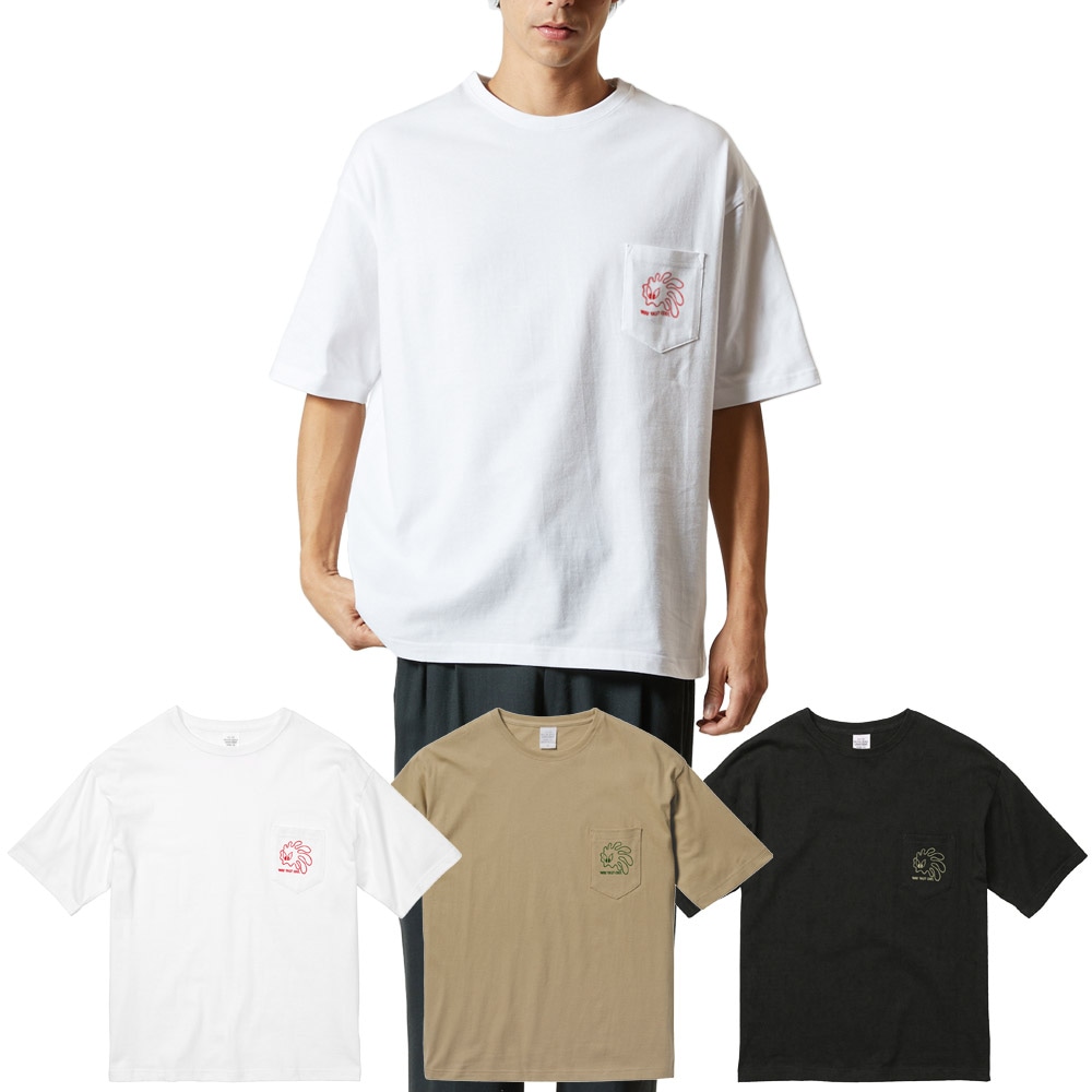 WPC uni君 WAYPASTCOOL プリント メンズ  ビッグシルエット Tシャツ ポケット付  5.6オンス -hot-5008uni