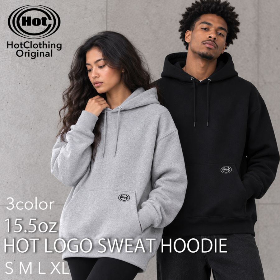 [HotClothing Original] 3color Hotロゴ 15.5oz 裏起毛 オーバーサイズ スウェットパーカー ユニセックス S-XL hot-goat-9060