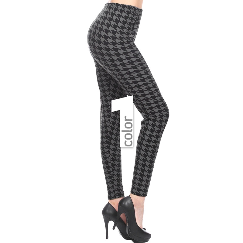 Leggings Depot ピーチスキン グレンチェック 千鳥格子プリント レギンス【LA★インポート】 -a-lvi-pt192